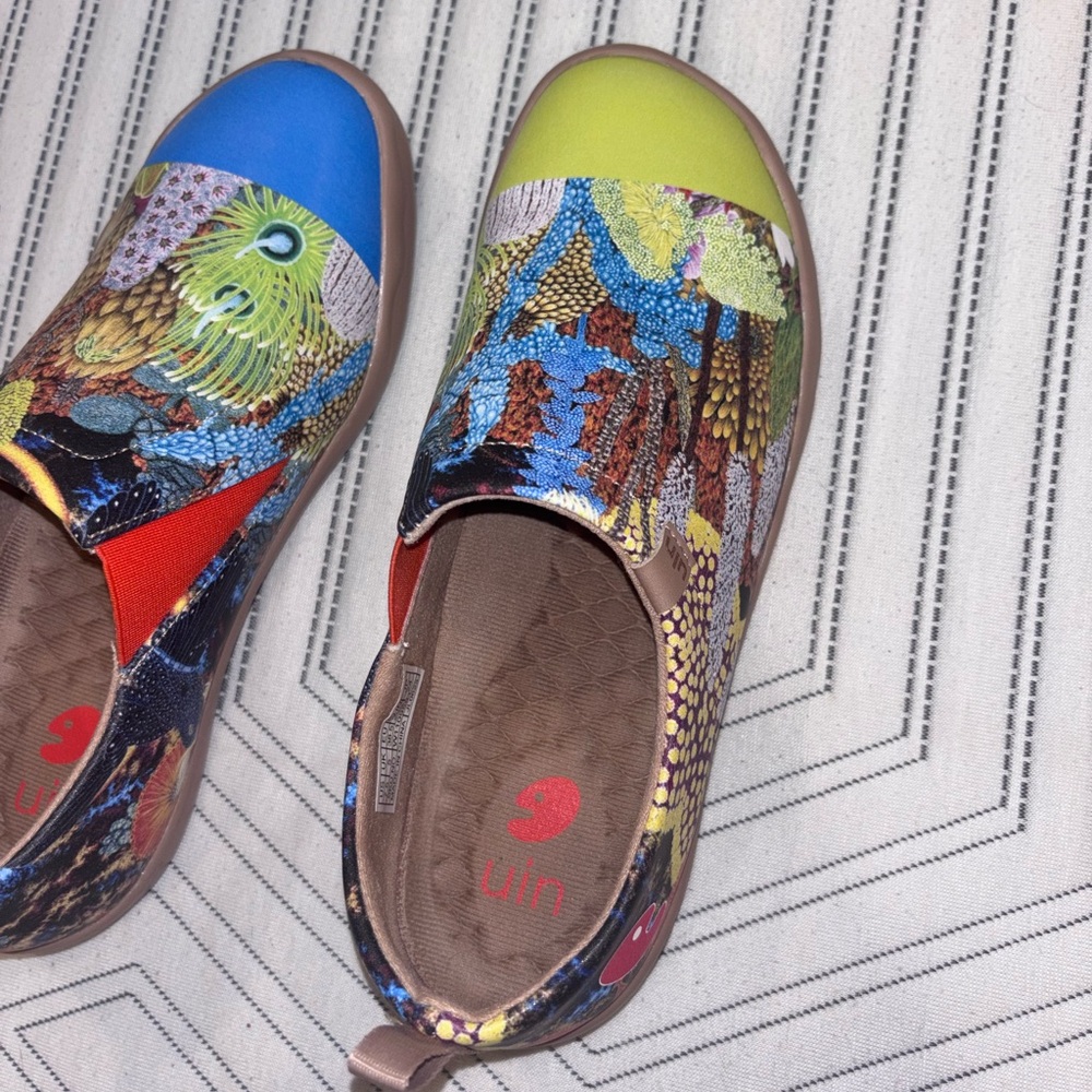 UIN | Women’s Walking Slip-On Loafer Shoes | Canvas Green/Blue | Sz: 7.5 - Picture 5 of 8